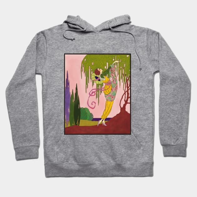 Art Nouveau Lady (on pink) Hoodie by Soth Studio